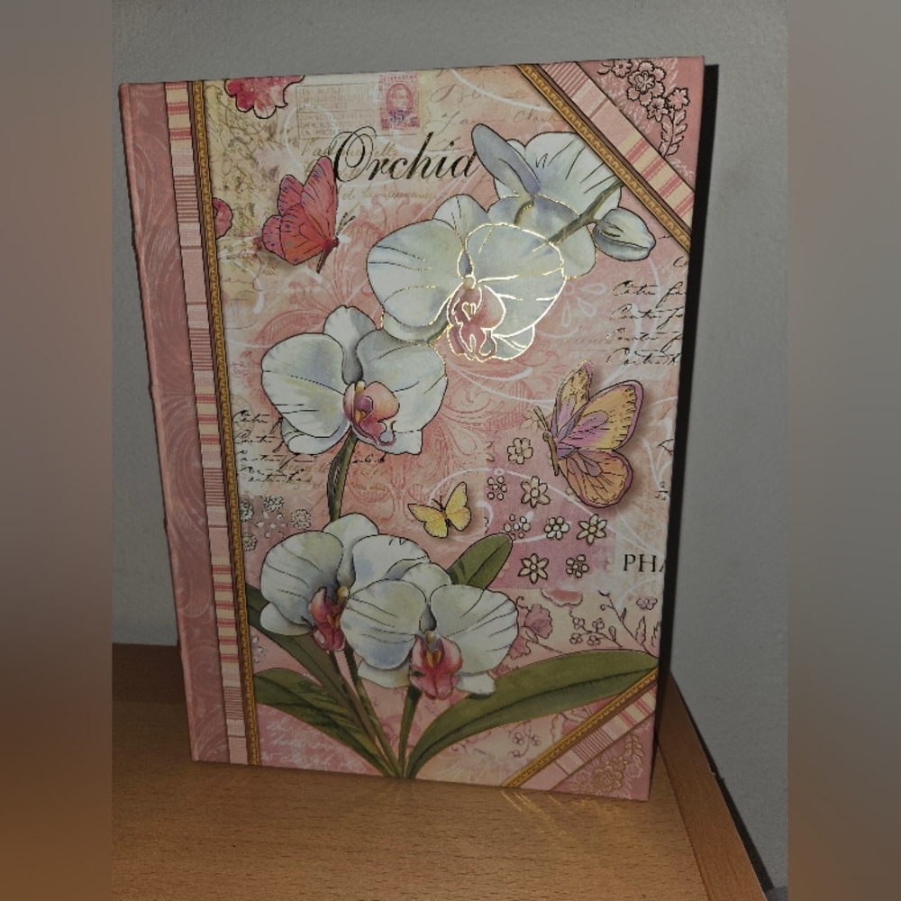 Floral Orchid Memory Box with Butterflies